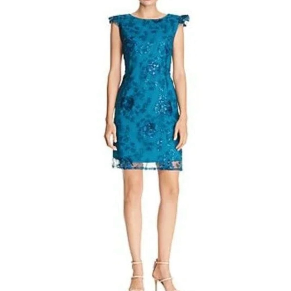 Nanette Lepore Dark Fairy Teal Sparkle Cocktail Dress 14 Women’s Large Coquette